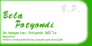 bela potyondi business card